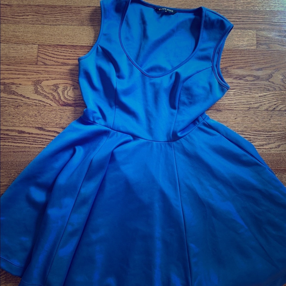 Black Halo Blue Fit n Flare Dress